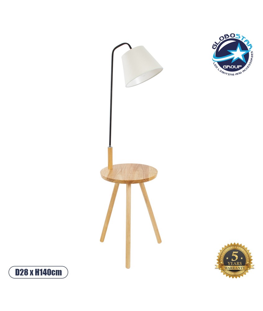 GLOBOSTAR® TIFFANY 01206 Μοντέρνο Επιδαπέδιο Φωτιστικό με Ντουί 1 x E27 AC 220-240V IP20 - Μπεζ & Λευκό - Μ28 x Π28 x Υ140cm